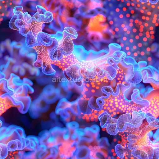 102_3D Glossy Seamless PBR Texture Featuring Vibrant Neon Organic Forms