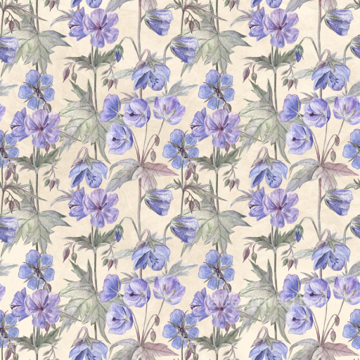 Flower Texture of Delicate Blue Flowers with Vintage Botanical Style seamless Flower  PBR texture