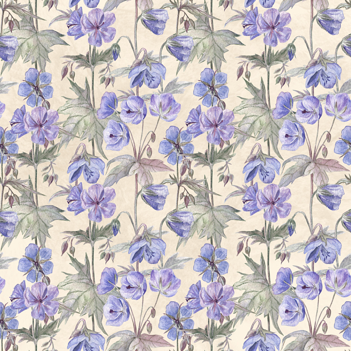 Flower of Delicate Blue Flowers with Vintage Botanical Style seamless PBR texture preview