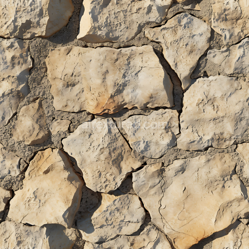 Seamless 3D Weathered Stone Wall PBR Texture with Earthy Beige Tones and Rough Surface