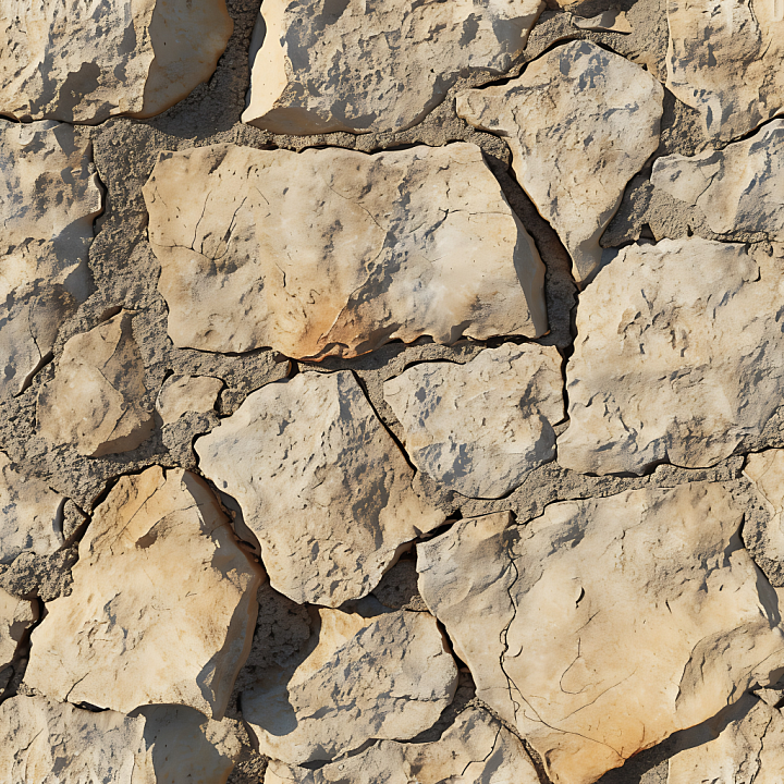 Weathered Stone Wall with Earthy Beige Tones and Rough Surface seamless PBR texture preview