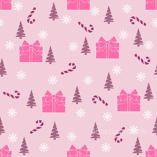 Featuring Pink Christmas Gifts, Purple Trees, and Snowflakes seamless All Christmas Digital paper PBR texture