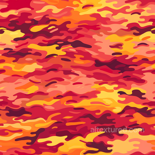 Stylized Red-Orange Camouflage PBR Texture with Abstract Organic Shapes seamless Color Camouflage PBR texture