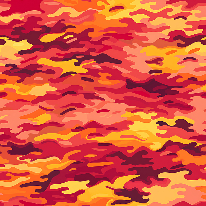 Stylized Red-Orange Camouflage with Abstract Organic Shapes seamless PBR texture preview
