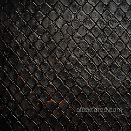 Dark Scaled Skin Texture Featuring Glossy, High-Relief Scales and Subtle Roughness seamless Skin PBR texture