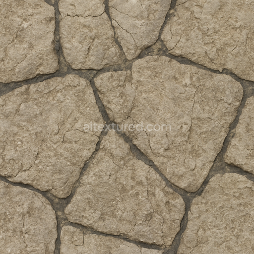 Seamless 3d texture pbr 8k flagstone rough with stone chips and dark grout natural erosion