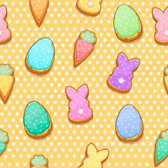 Featuring Colorful Easter Cookie Shapes on Polka Dot Background All Christmas Digital paper texture preview