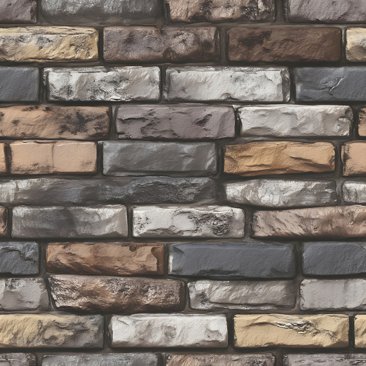 Cracked Brick Wall with Multicolor Rough Surface seamless PBR texture preview
