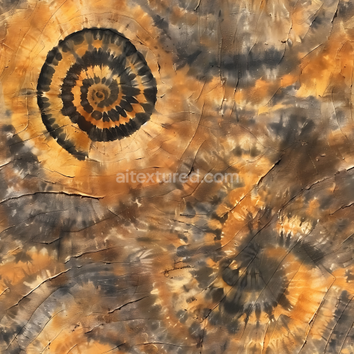 Seamless 3D Tie-Dye Style Camouflage PBR Texture with Organic Spiral Patterns in Earth Tones