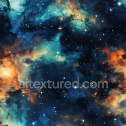 seamless Seamless 3D PBR Nebula Sky Texture Featuring Vibrant Blue and Orange Cosmic Clouds with Bright Starfield texture 8k free download PBR