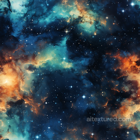 Nebula Sky Texture Featuring Vibrant Blue and Orange Cosmic Clouds with Bright Starfield Star, space, planets texture preview