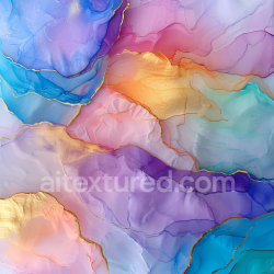 seamless Seamless 3D Alcohol Ink PBR Texture Featuring Pastel Fluid Swirls with Gold Veining texture 8k free download PBR