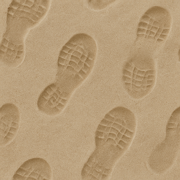 Of Wet Footprints On Sandy Beach Sand Surface seamless PBR texture preview