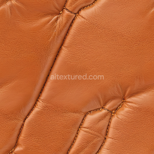 Seamless 3D Quilted Tan Leather PBR Texture with Distinct Stitching and Soft Grain
