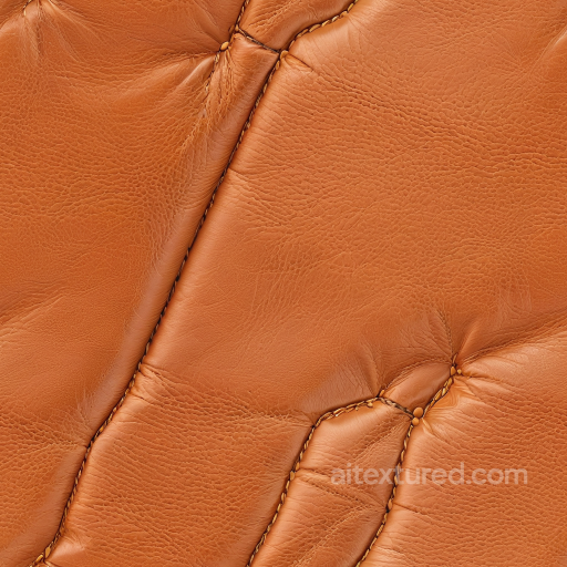 Quilted Tan Leather PBR Texture with Distinct Stitching and Soft Grain seamless Leather PBR texture