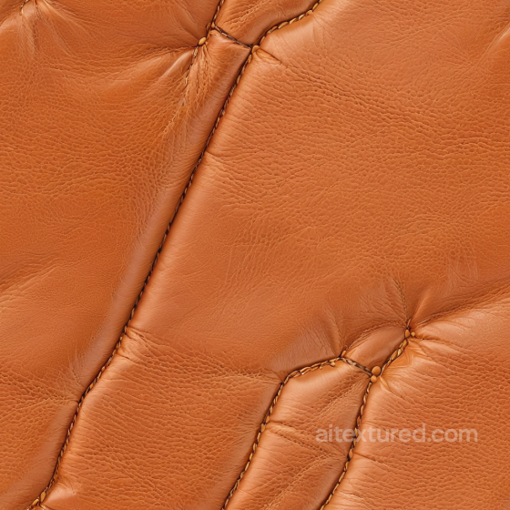 Quilted Tan Leather PBR Texture with Distinct Stitching and Soft Grain Leather texture preview