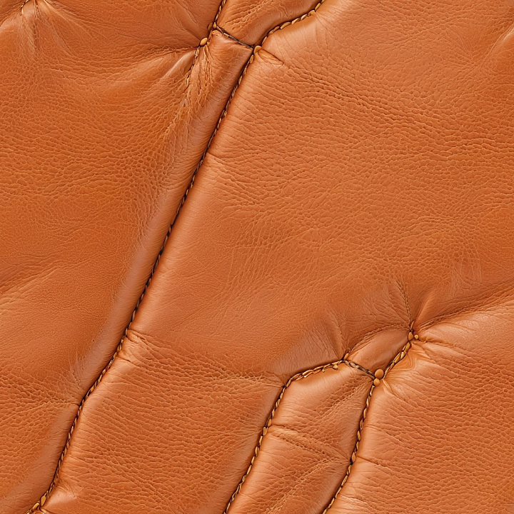 Quilted Tan Leather with Distinct Stitching and Soft Grain seamless PBR texture preview