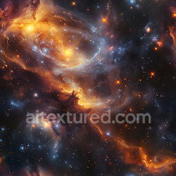 seamless Seamless 3D Space PBR Texture Featuring Swirling Nebula with Golden and Blue Tones texture 8k free download PBR