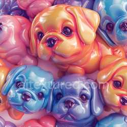 seamless Seamless 3D Inflated Vinyl PBR Texture Featuring Puffy Puppy Faces in Vibrant Hues texture 8k free download PBR