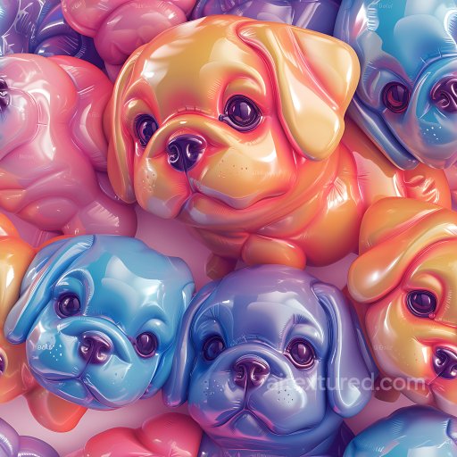 Inflated PBR Texture Featuring Glossy Multicolor Puppy Vinyl Sculpt seamless Inflated PBR texture