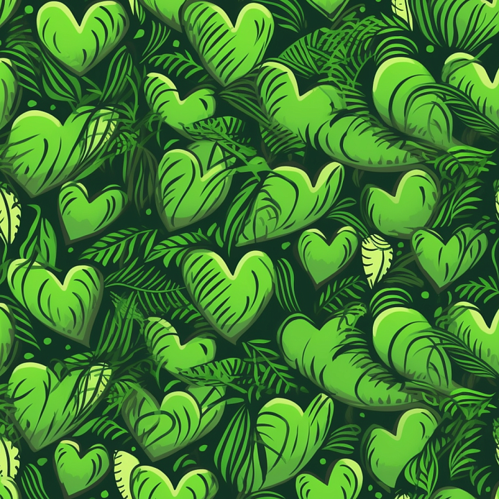 with Vibrant Green Heart-Shaped Leaf Pattern seamless PBR texture preview