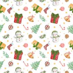 Pattern Bundle - Seamless 3D Pattern PBR Texture Featuring Hand-Painted Christmas Motifs in Soft Watercolo… texture preview