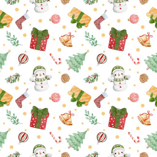 Pattern PBR Texture Featuring Hand-Painted Christmas Motifs in Soft Watercolor Style seamless Pattern Bundle PBR texture