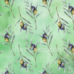 seamless Seamless 3D PBR Watercolor Greenery Texture Featuring Olive Branches on Soft Green Background texture 8k free download PBR