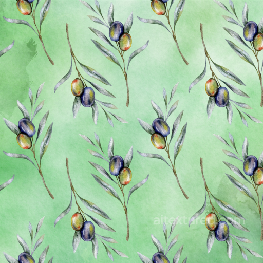 Watercolor Greenery Texture Featuring Olive Branches on Soft Green Background seamless watercolor greenery  PBR texture