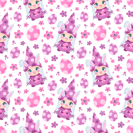 Featuring Cute Easter Bunny and Polka-Dot Eggs seamless All Easter Digital paper PBR texture