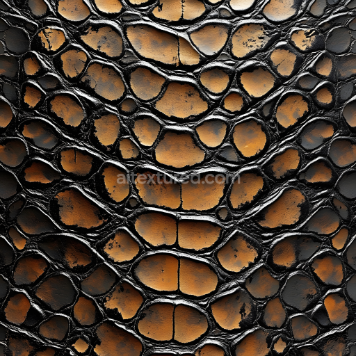 Seamless 3D Crocodile Skin PBR Texture with Glossy, Scaled Surface and Natural Color Variation