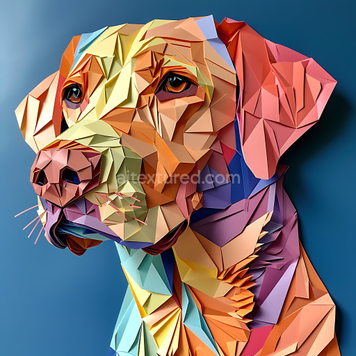 Seamless 3D PBR Texture of Chesapeake Bay Retriever Dog with Origami Geometric Style