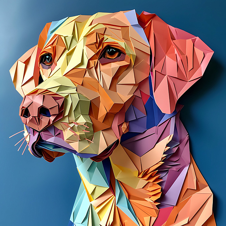 Animal of Chesapeake Bay Retriever Dog with Origami Geometric Style seamless PBR texture preview