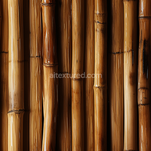 Preview — Seamless 3D PBR Texture of Glossy Polished Bamboo Culms with Rich Brown Tones