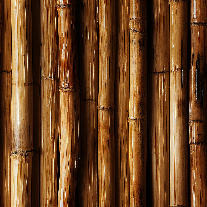 Glossy Polished Bamboo Culms with Rich Brown Tones seamless PBR texture preview
