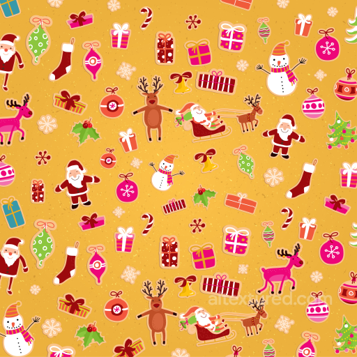 Christmas Digital Paper Texture With Colorful Holiday Icons seamless All Christmas Digital paper PBR texture