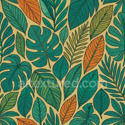 seamless Decorative Tropical Leaves Texture Seamless 1024X1024 texture 1024x1024 free download PBR