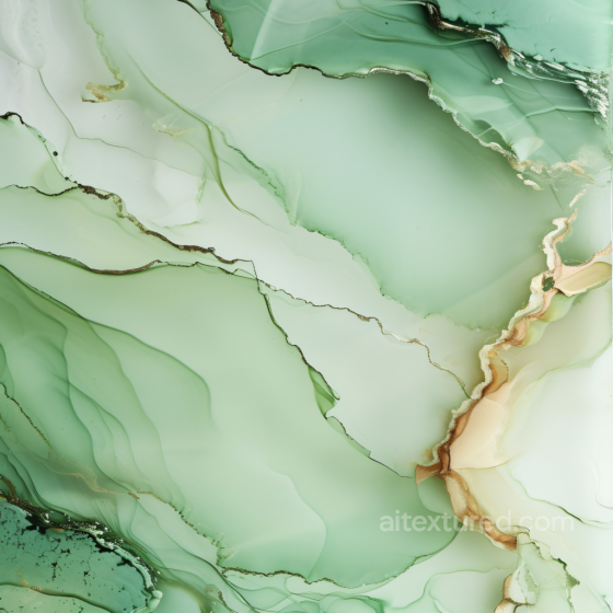 Alcohol Ink PBR Texture with Soft Green Fluid Waves and Gold Veins Alcohol ink texture preview