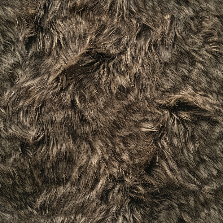 Shaggy Fur Brown Leather with Realistic Hair Strands seamless PBR texture preview