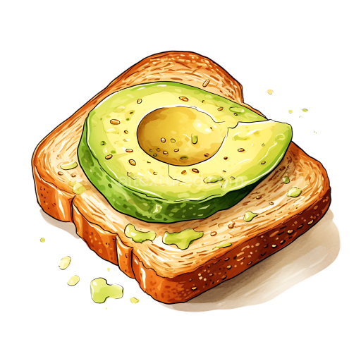 Preview — Illustrated Gluten-Free Toast with Fresh Avocado Slice Breakfast Graphic