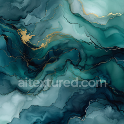 seamless Seamless 3D Alcohol Ink PBR Texture Featuring Teal Fluidity and Gold Veined Accents texture 8k free download PBR