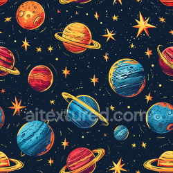 seamless Seamless 3D Space PBR Texture with Colorful Cartoon Planets and Starfield texture 8k free download PBR