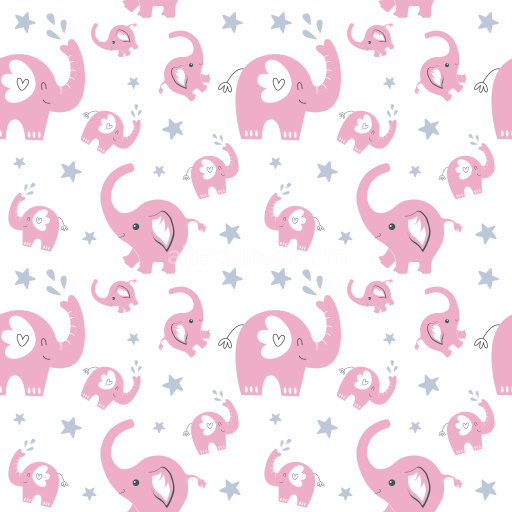 Pattern Bundle - Seamless 3D Pattern PBR Texture with Cute Pink Elephant Motifs and Playful Star Accents texture preview