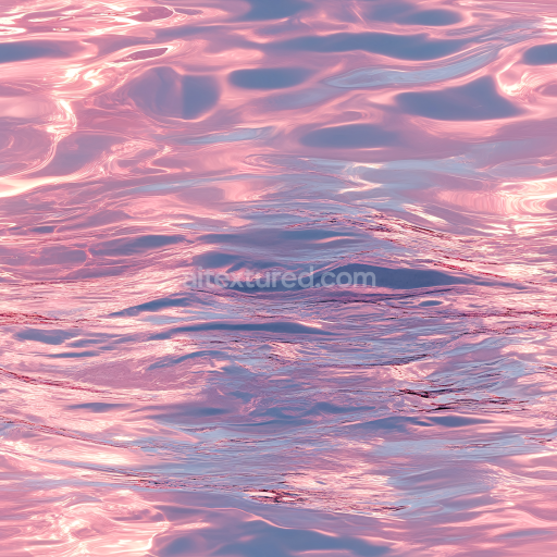 Seamless 3D Water PBR Texture of Reflective Pink Sunset Ocean Surface with Soft Waves