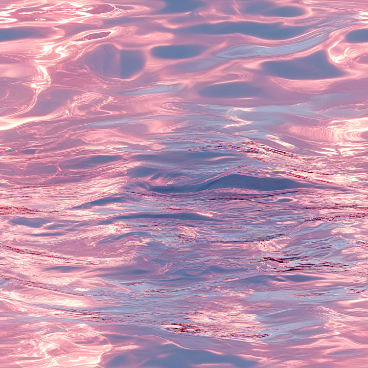 Water of Reflective Pink Sunset Ocean Surface with Soft Waves seamless PBR texture preview