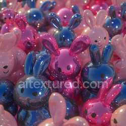 seamless Seamless 3D Inflated PBR Texture Featuring Glossy Multicolor Balloon Bunnies texture 8k free download PBR