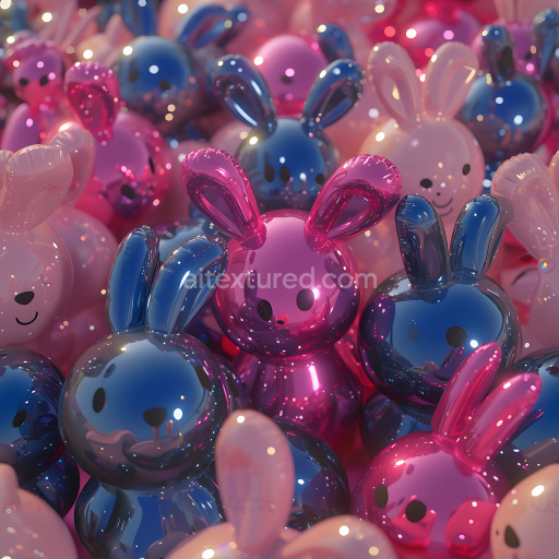 Seamless 3D Inflated Vinyl Bunny Balloon PBR Texture in Pink and Blue