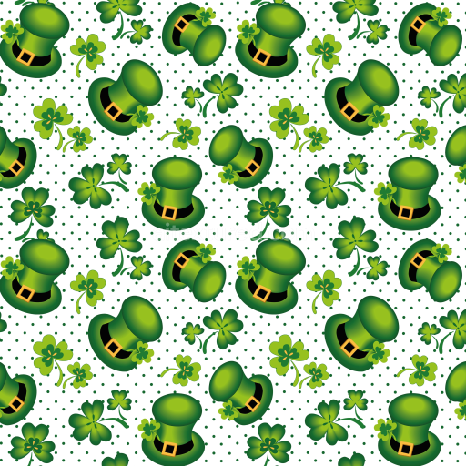 Seamless 3D PBR Texture with St Patrick Green Top Hats and Shamrocks