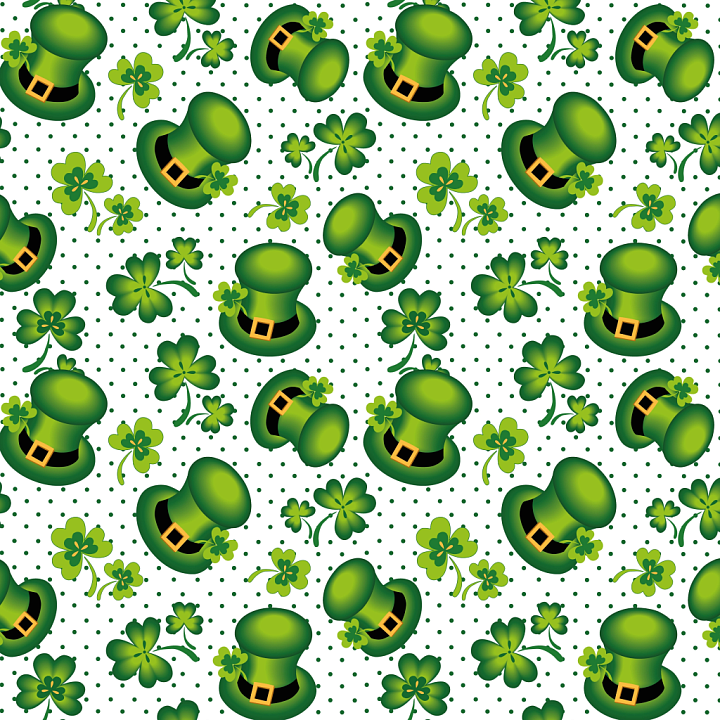 with St Patrick Green Top Hats and Shamrocks seamless PBR texture preview