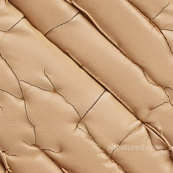 Beige Cracked Leather Texture with Puffy Stitch Detailing Leather texture preview